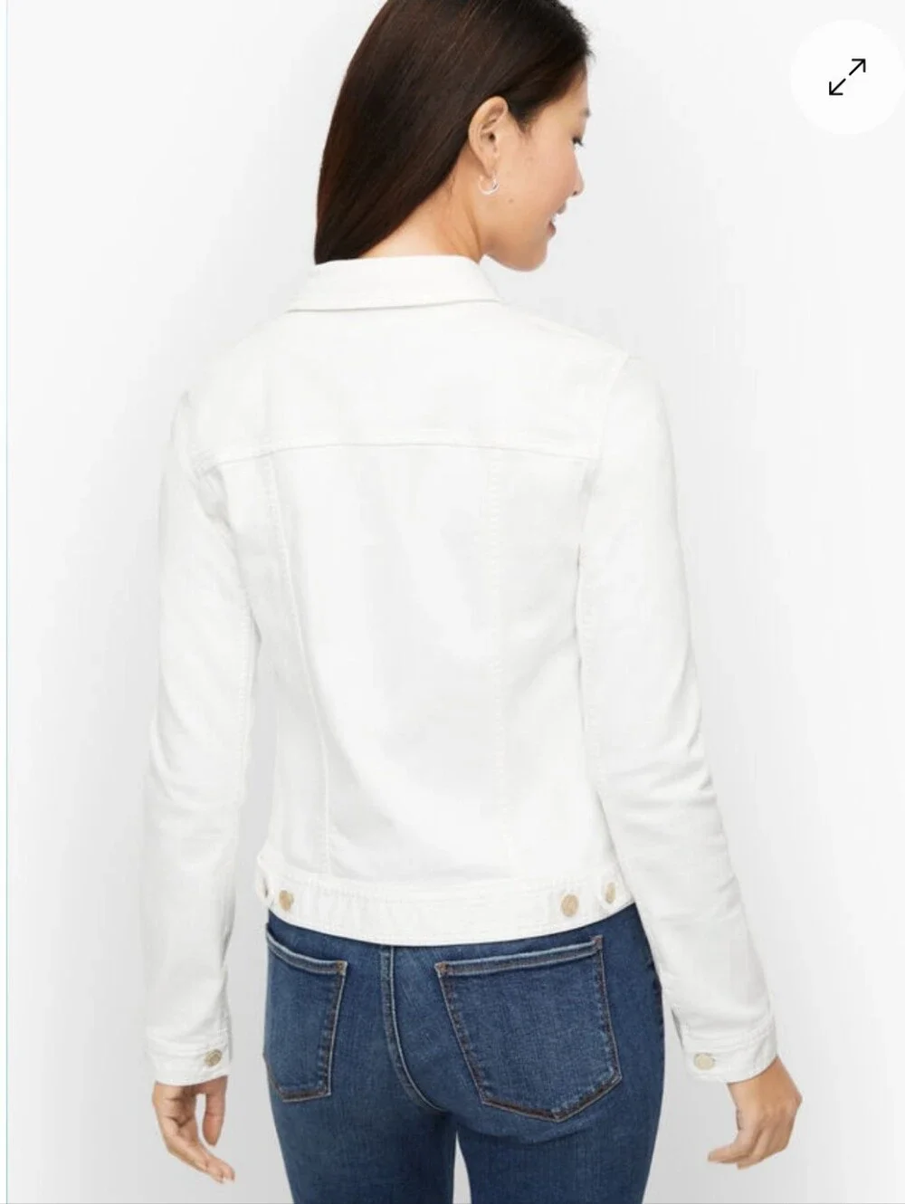 Talbots Petites Classic Jean Jacket - Solid White Size Small Petite - Picture 3 of 12
